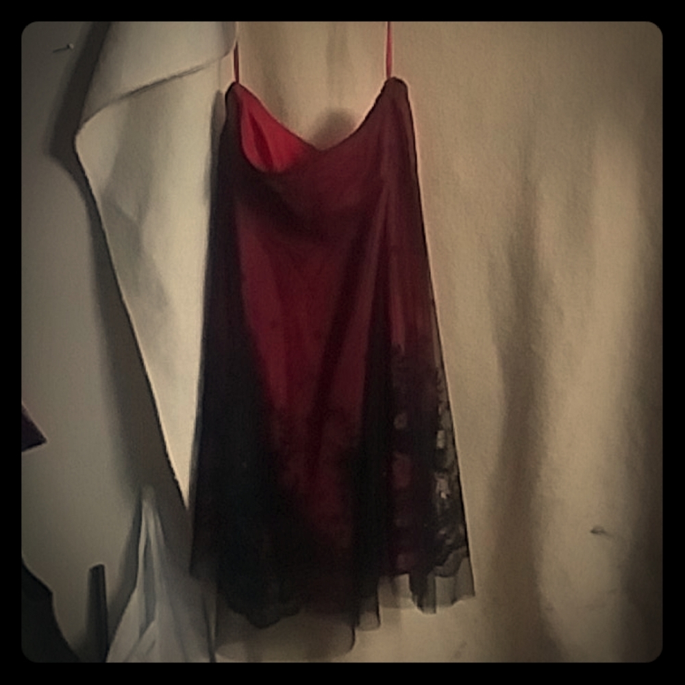Red with black over lace skirt